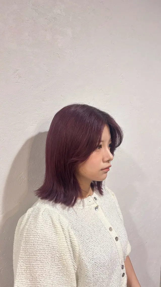 ミディアム カット ヘアカラー 🤍ブリーチ/韓国 レイヤー/愛珠🎀のヘアスタイル