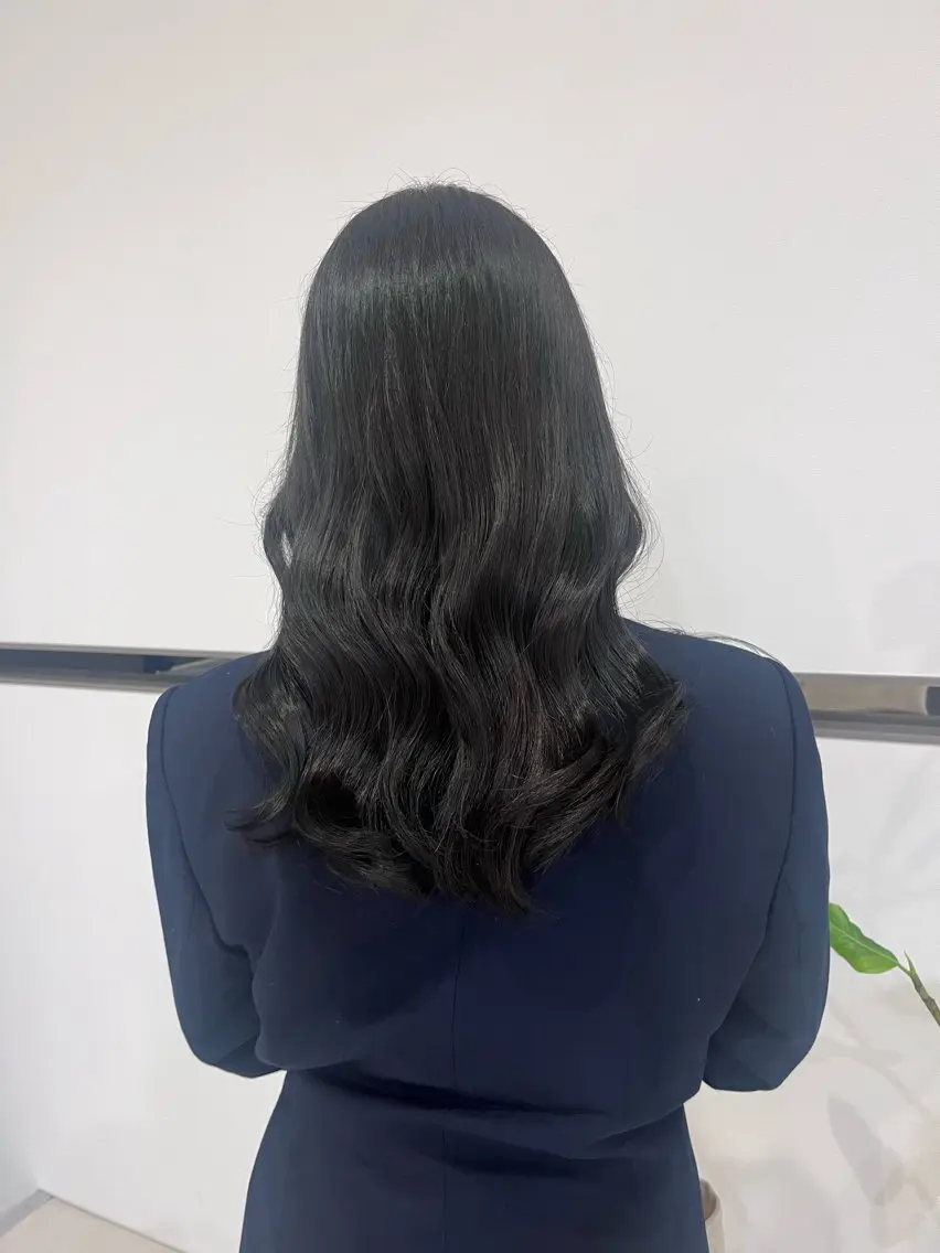 セミロング カラー 黒髪 透明感カラー amoretto _kokoroのヘアスタイル