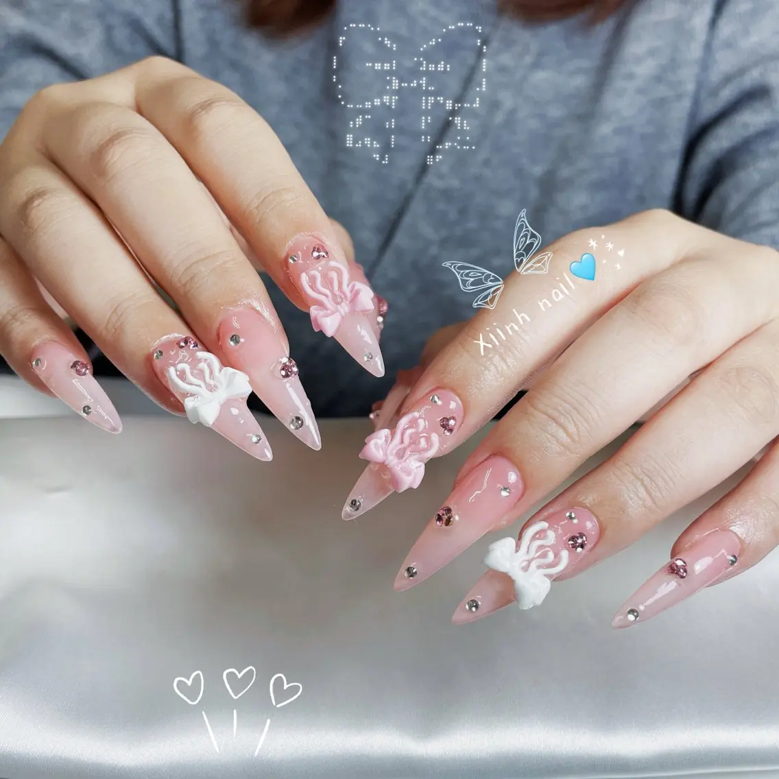 ネイル ブラウン チークネイル 桜ネイル 長さ出し フットネイル ハンドネイル XIINH NAIL SALONのネイルデザイン
