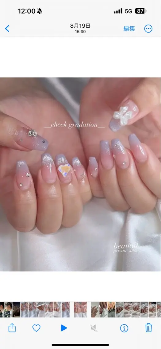 ネイル チークネイル グラデーション マグネットネイル bea nailのネイルデザイン