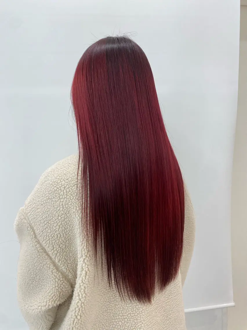 ロング カラー ブリーチ カシス レッドカラー 海外ヘア /　 Juanのヘアスタイル