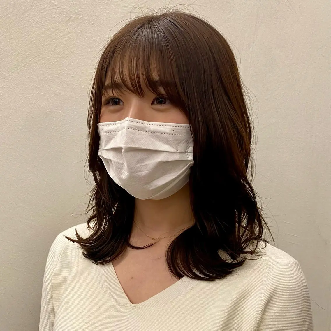 ミディアム カラー パーマ 似合わせレイヤー/ ケアパーマ/高倉のヘアスタイル