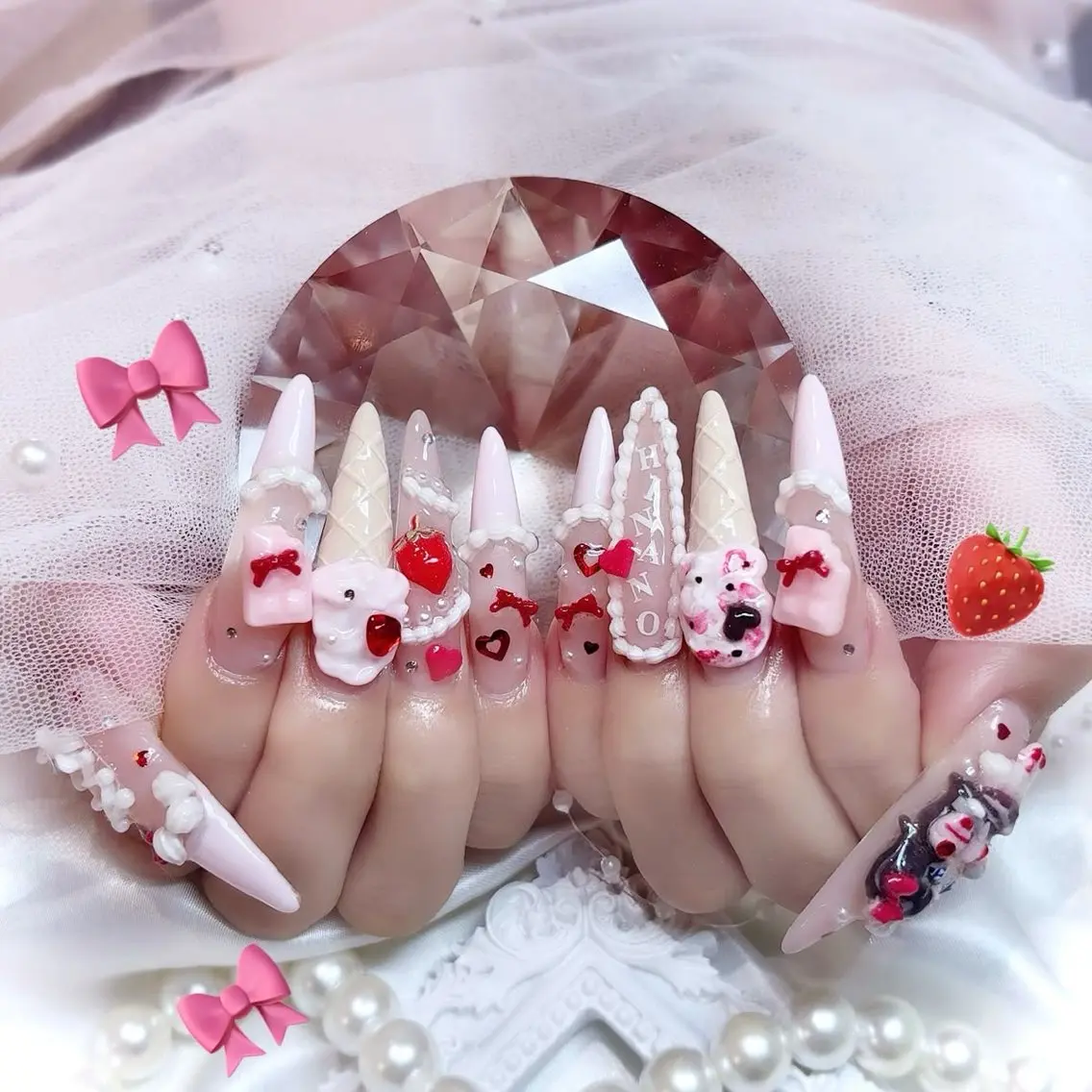 ネイル アートネイル 長さ出し フラッシュネイル フレンチネイル ジェルネイル ハンドネイル kana nailのネイルデザイン