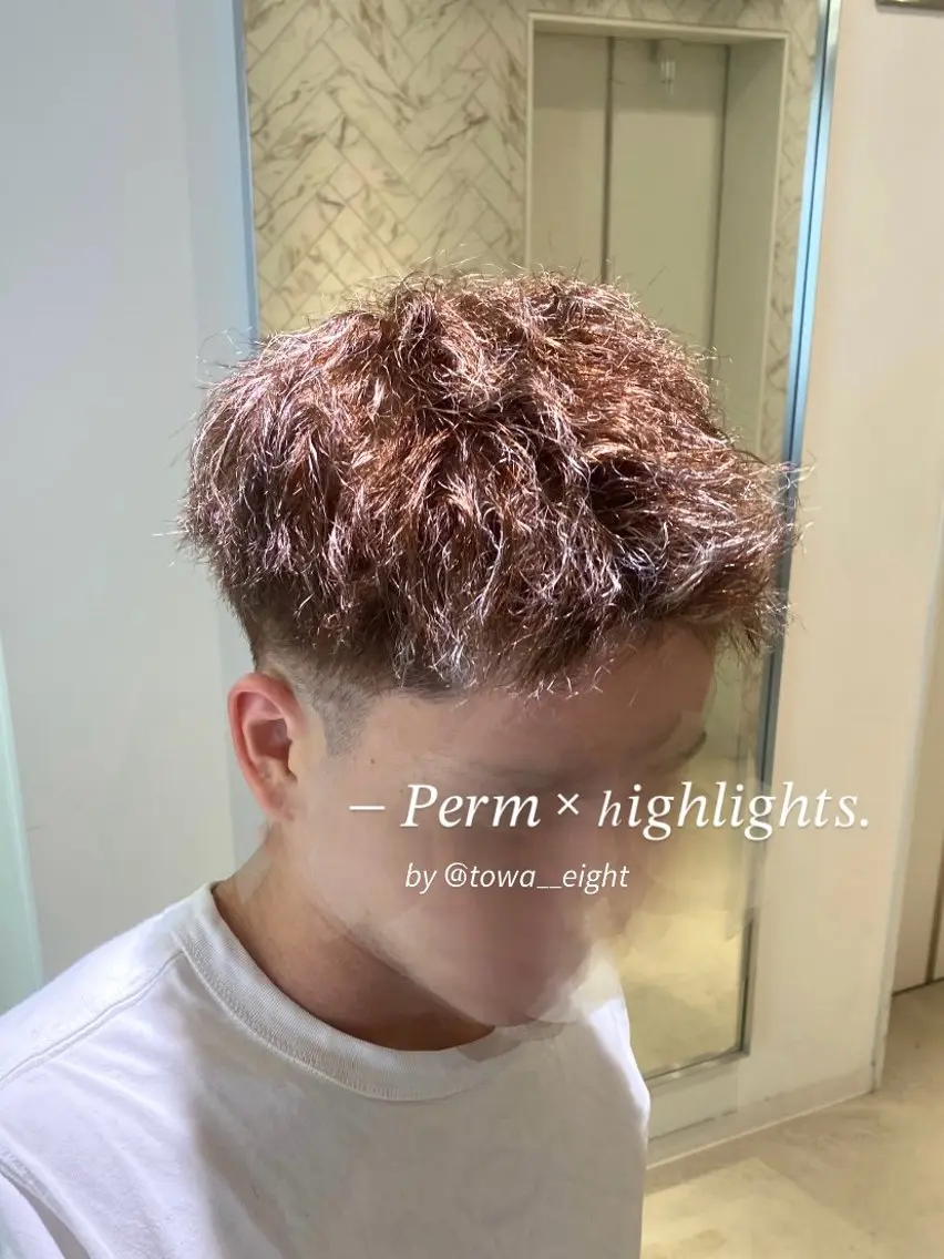 ショート パーマ メンズ メンズブリーチ カット パーマ towa / EIGHTのヘアスタイル