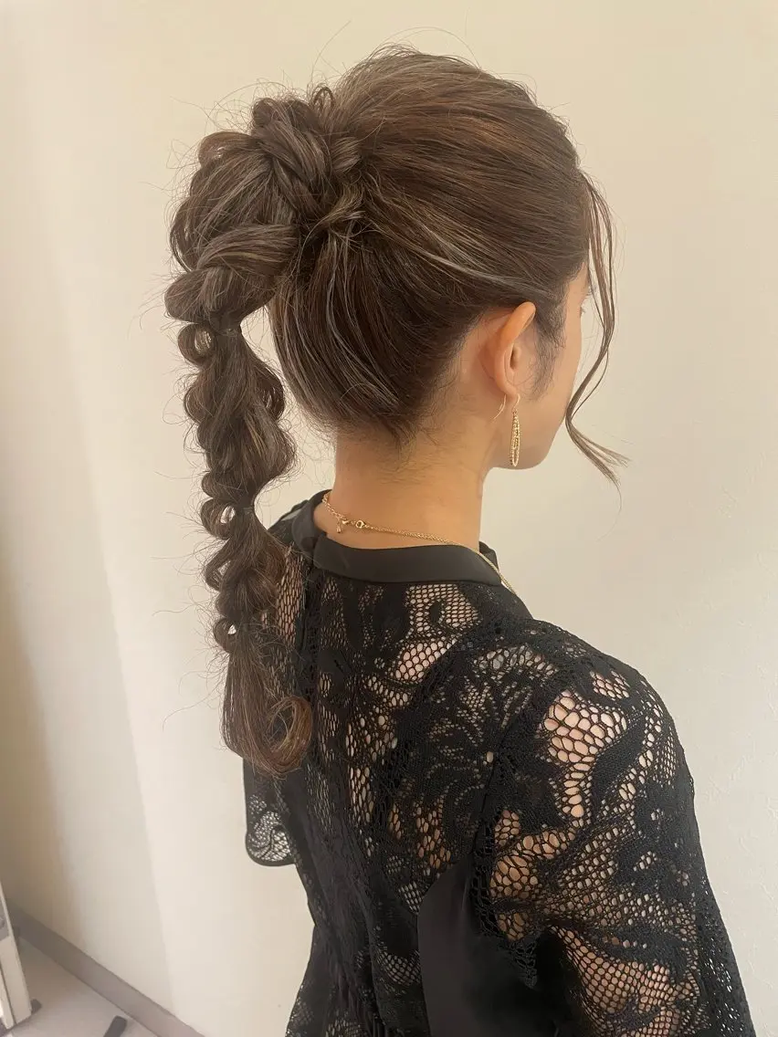 ロング カラー ヘアアレンジ 結婚式・ブライダル ハイライトカラー ハイライト ブロンド/艶カラー/ レイヤー/MIKUのヘアスタイル