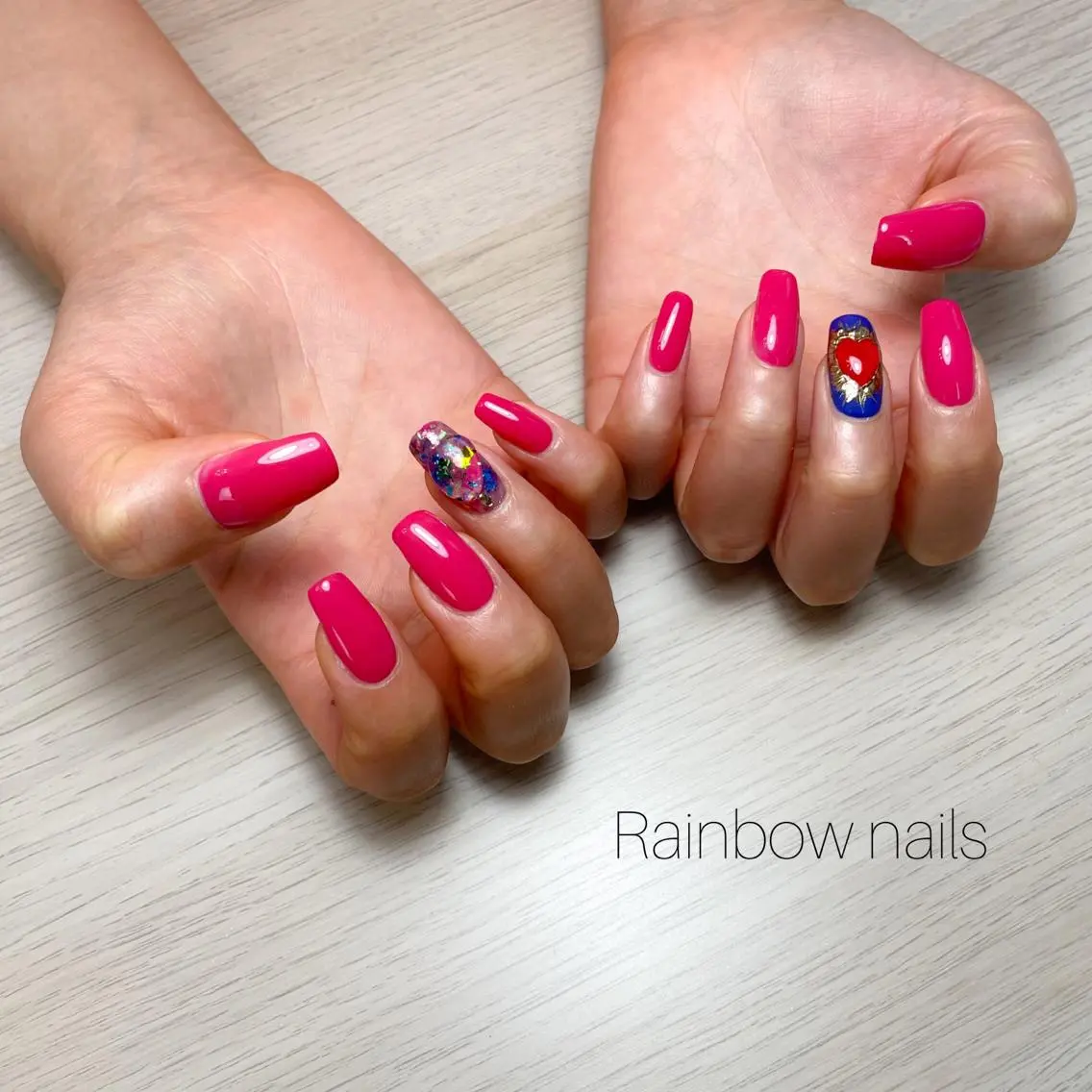 ネイル ぷっくりネイル Rainbow nailsくろちゃんのネイルデザイン