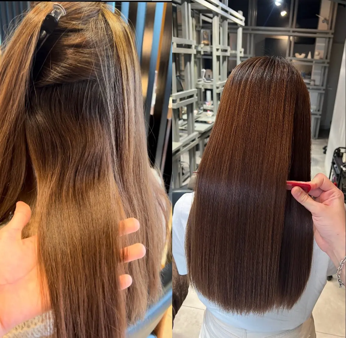 ロング カット 縮毛矯正 トリートメント 恵比寿韓国レイヤー× 艶透明感カラー大場のヘアスタイル