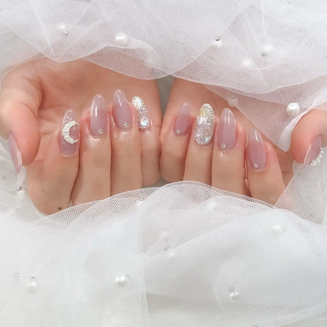ネイル キラキラネイル ピンク シンプルネイル べルミエール sakiのネイルデザイン