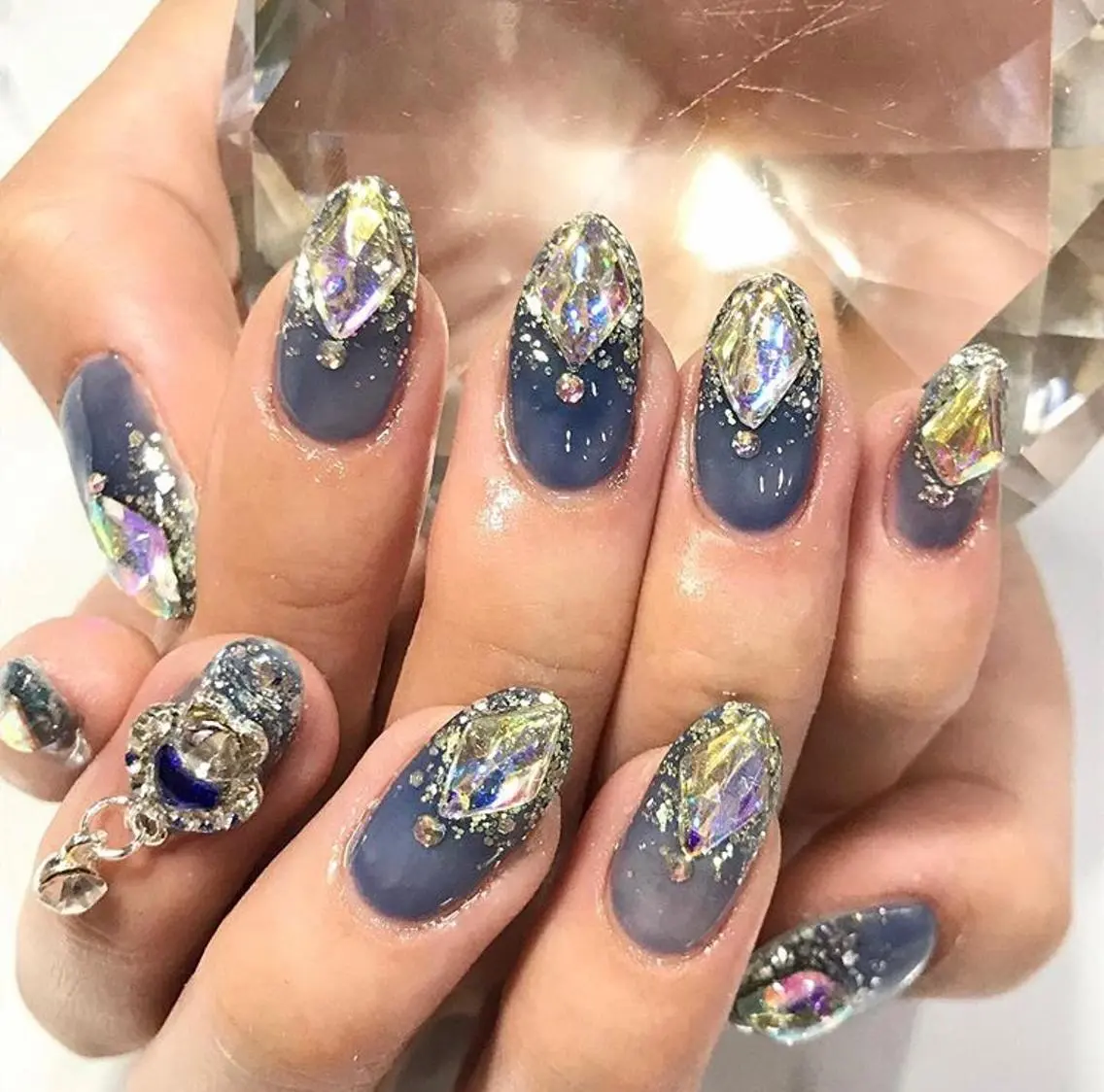 ネイル ハート 渋谷／チップ長さ出し 👑アプレgel-xのネイルデザイン