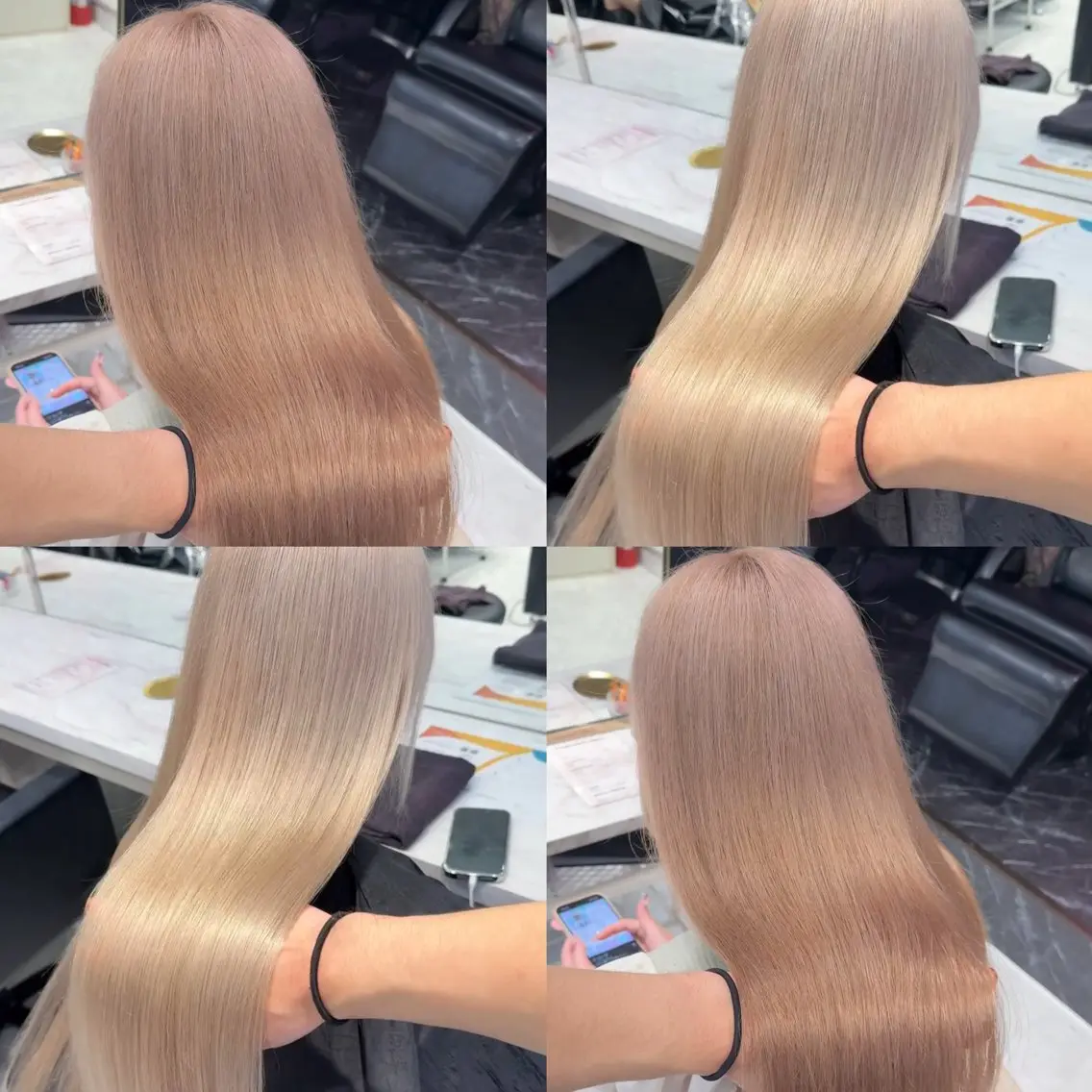 セミロング カラー ベージュカラー ブリーチ ブロンド ミルクティーベージュ ピンクカラー ヘアカラー 【🥀履歴修正🥀】 ハイトーン職人/拓真のヘアスタイル