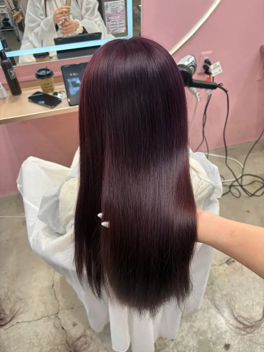 ロング カラー Miu 名古屋カット ミディアム/ピンク髪のヘアスタイル