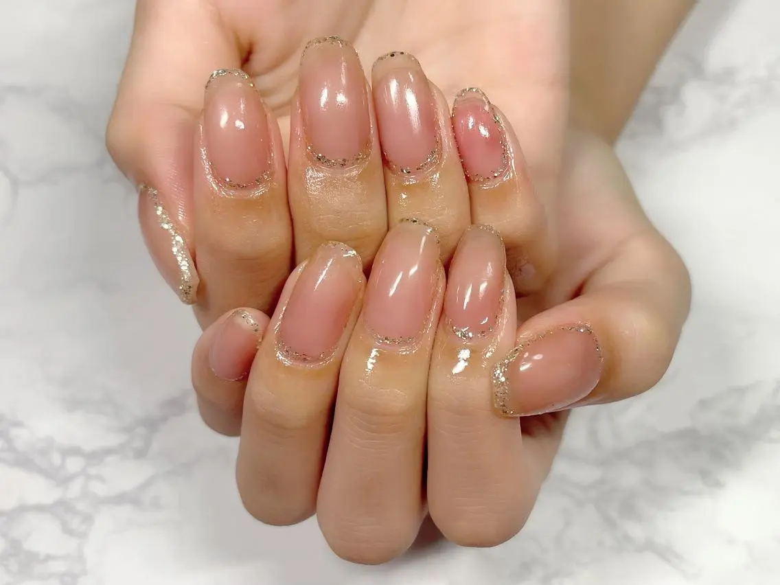 ネイル ブラウン ラメ(グリッター) シンプルネイル ハンドネイル Nail Salon KURELLYのネイルデザイン