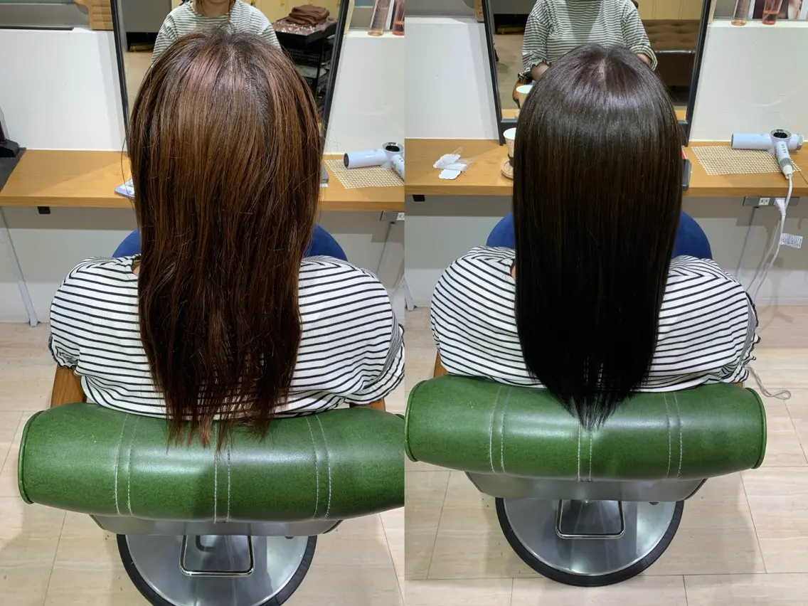 ロング カラー ベージュカラー オリーブベージュ オレンジ パラッチ MIKAのヘアスタイル