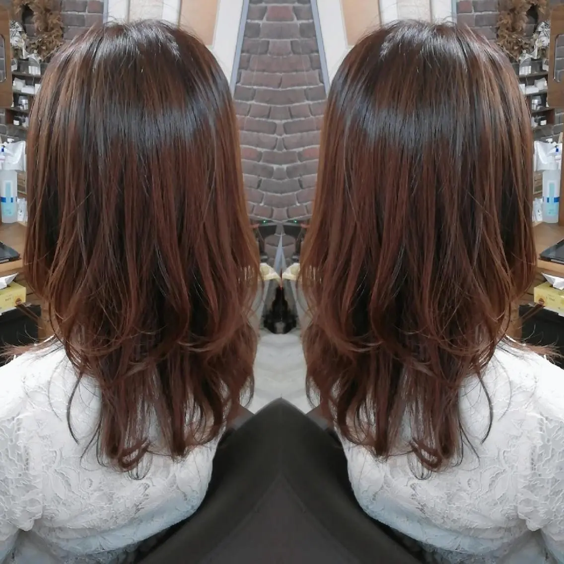 セミロング カラー レイヤーカット ウルフカット カット ヘアカラー トリートメント 池田 恵久美のヘアスタイル