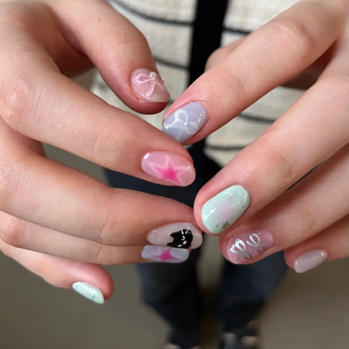 ネイル グリーン 韓国ネイル ハンドネイル vegh. nail/阿波座のネイルデザイン