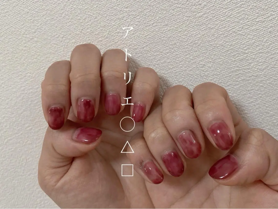ネイル ボルドー クリアネイル ハンドネイル アトリエ ○△□のネイルデザイン