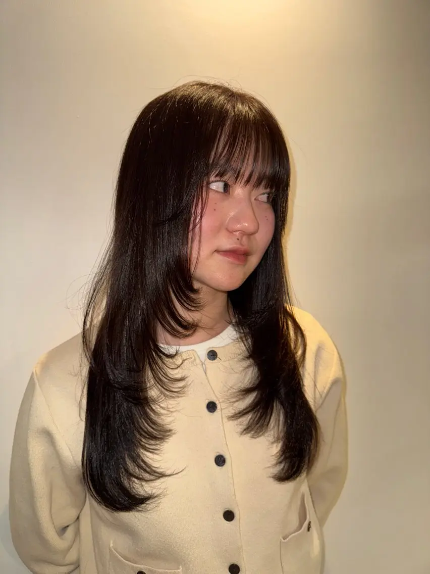 ロング パーマ レイヤーカット 縮毛矯正 カット 縮毛矯正 saki|パーマ ボブパーマ.メンズのヘアスタイル