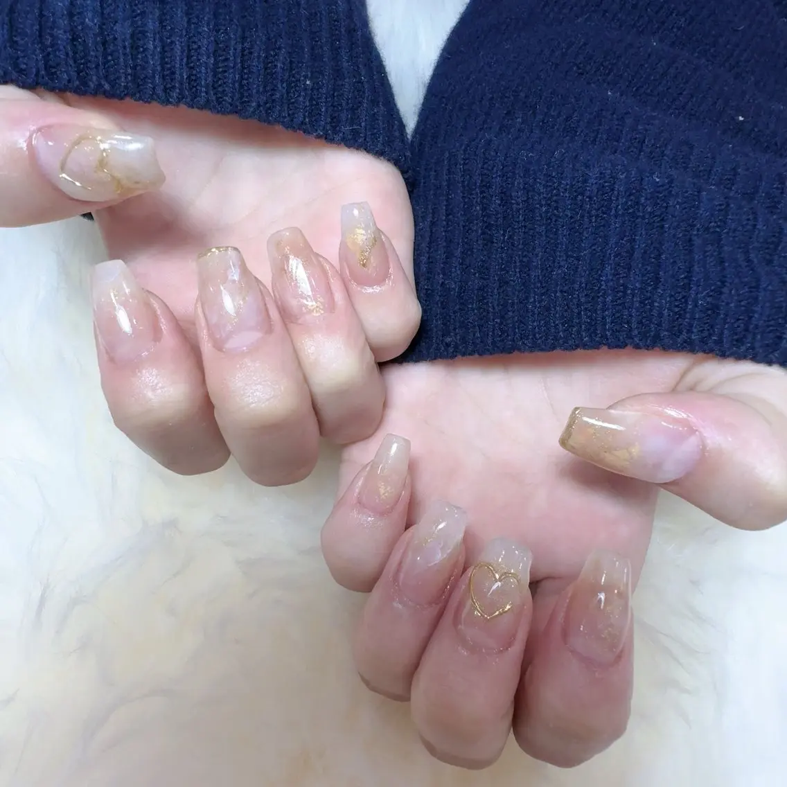ネイル アートネイル フラッシュネイル フレンチネイル ジェルネイル ガラスフレンチ You&Me Yukiのネイルデザイン