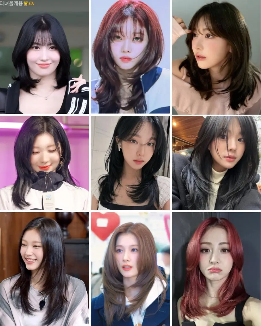 ミディアム 韓国風ヘア レイヤーカット ナギ『kii』 福岡美容室🇰🇷のヘアスタイル