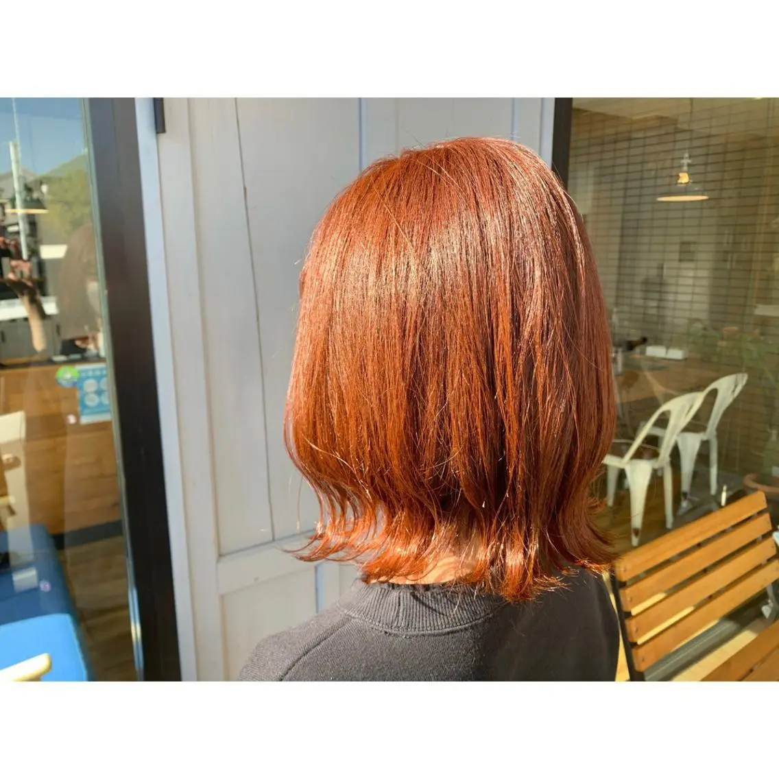 ミディアム カラー オレンジ ヘアカラー トリートメント ツキダテ ユイのヘアスタイル