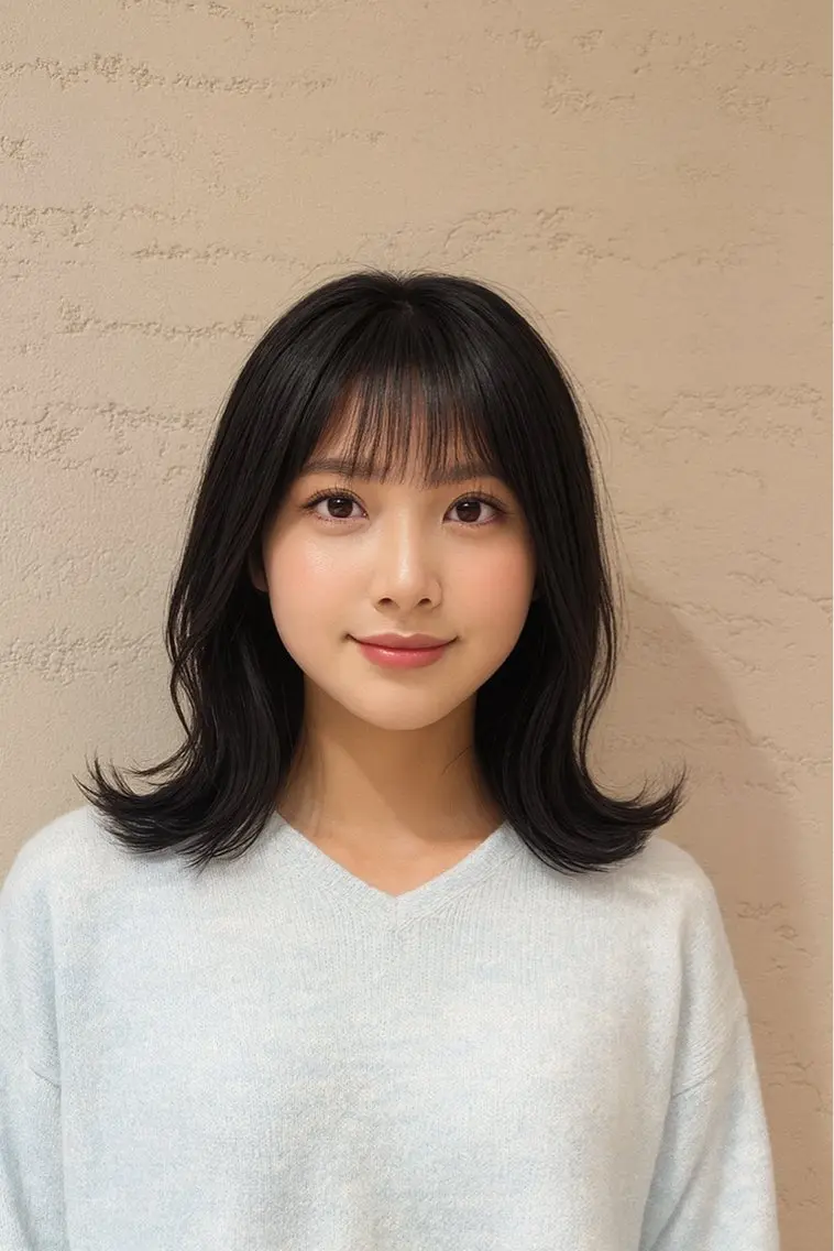 ミディアム くびれヘア レイヤーカット 外ハネヘア 松田 響のヘアスタイル
