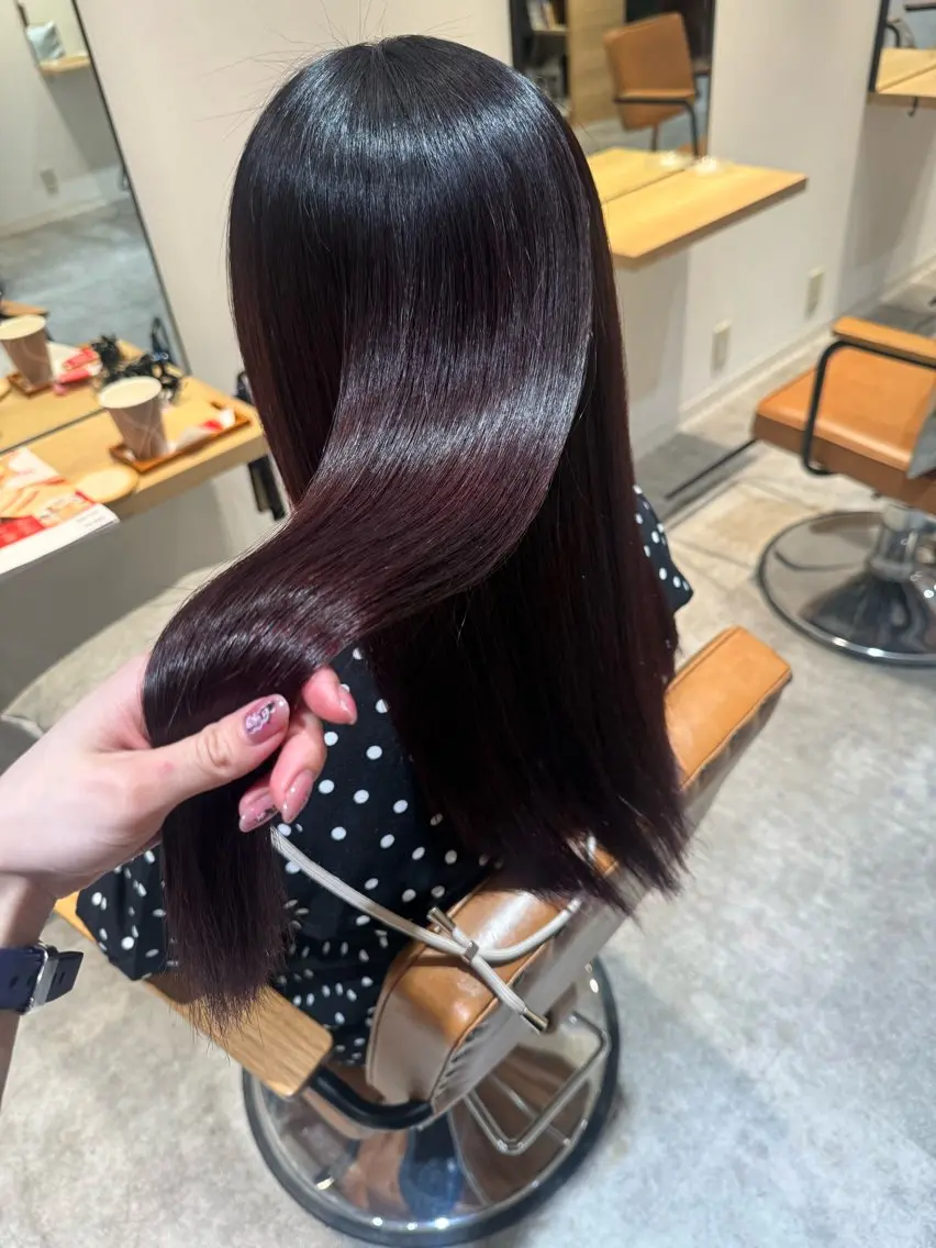 ロング カラー 髪質改善 縮毛矯正 カット ヘアカラー トリートメント オスズ 🎀´-のヘアスタイル