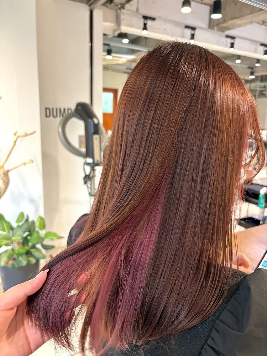 ロング カラー ブラウンカラー ピンクカラー ピンクブラウン ユウナ🎀レイヤー/ 暖色カラーのヘアスタイル