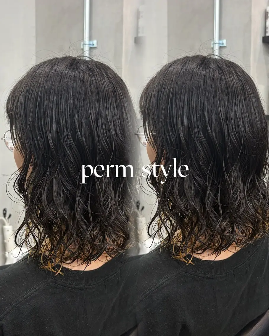 ミディアム パーマ Riho ブリーチモデル募集中のヘアスタイル