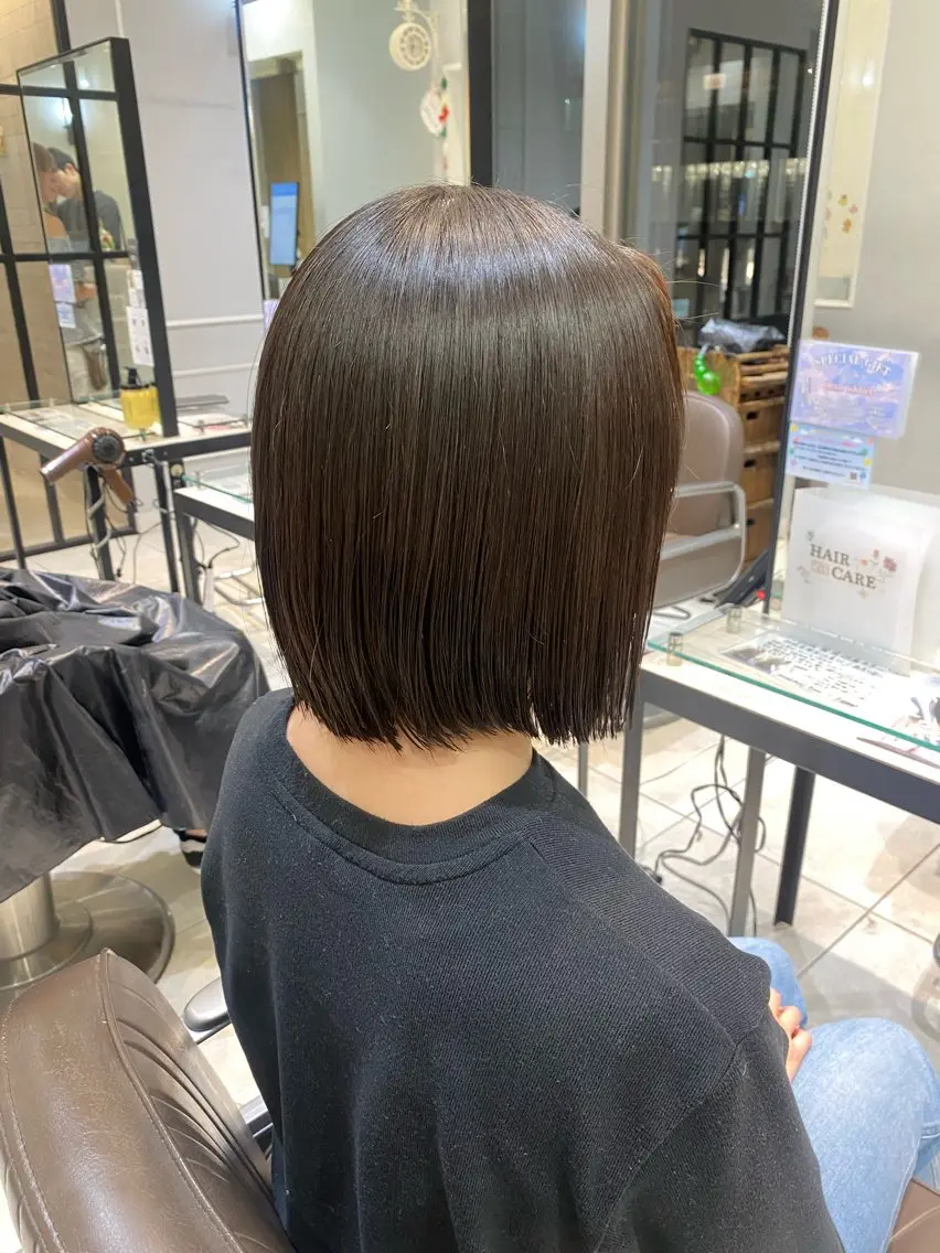 ショート 切りっぱなしボブ ボブ 韓国ヘア🍒渡辺 咲🍒のヘアスタイル