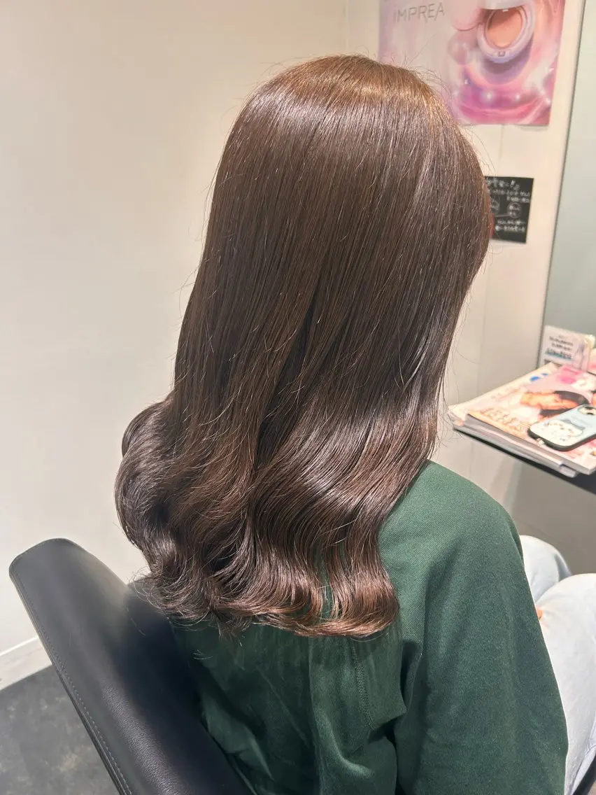 ロング カラー パーマ カット ヘアカラー トリートメント 透明感カラー 板橋　島村美咲のヘアスタイル