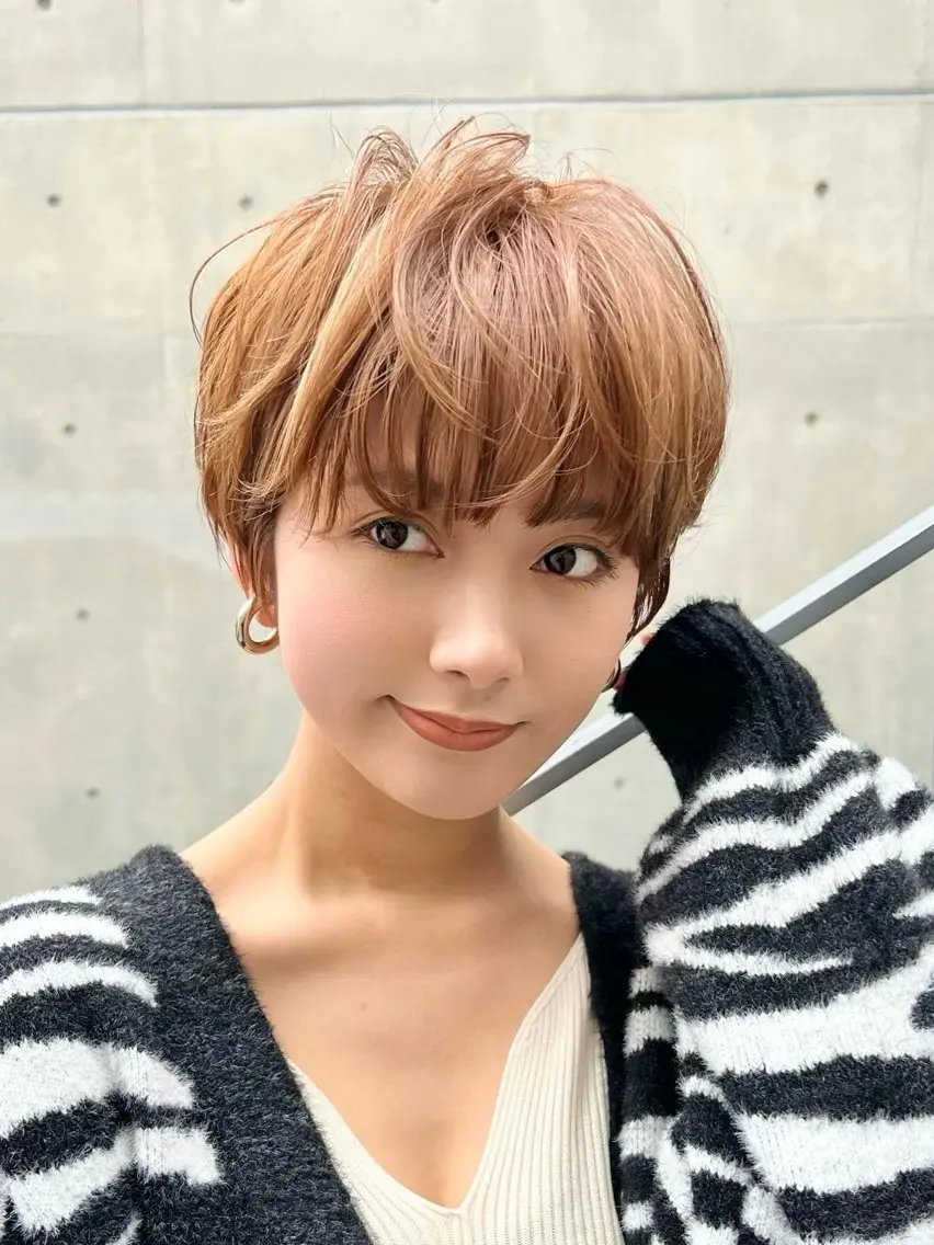 ショート カラー パーマ ヘアアレンジ ⭐️銀座/ショート/ 艶カラー/りょうがのヘアスタイル
