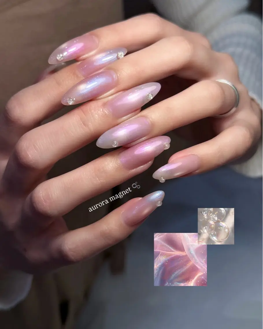 ネイル オーロラネイル マグネットネイル 春ネイル ハンドネイル Rich+nail 名取🫧✨のネイルデザイン