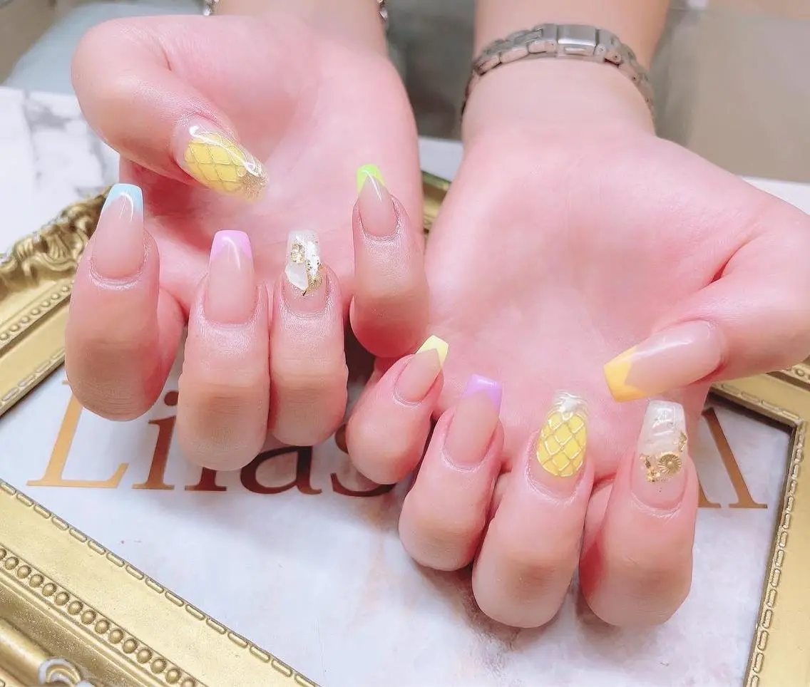 ネイル フレンチネイル ジェルネイル ハードジェル ロングネイル ニュアンスネイル Lilas Nailのネイルデザイン