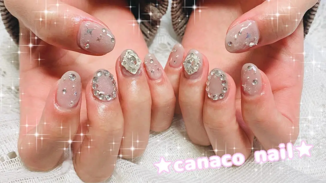 ネイル アートネイル ジェルネイル キラキラネイル パラジェル ストーンネイル ハンドネイル ハンドケア ベテランネイル cnc  nailのネイルデザイン