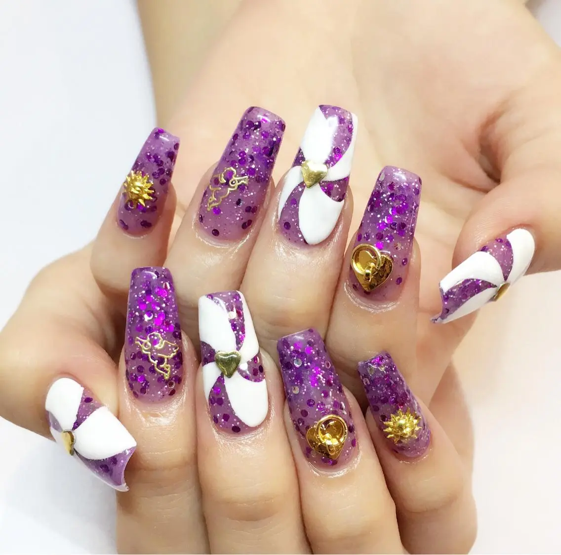 ネイル ラメ(グリッター) 持ち込み パープル スカルプネイル nail salon Soeurのネイルデザイン