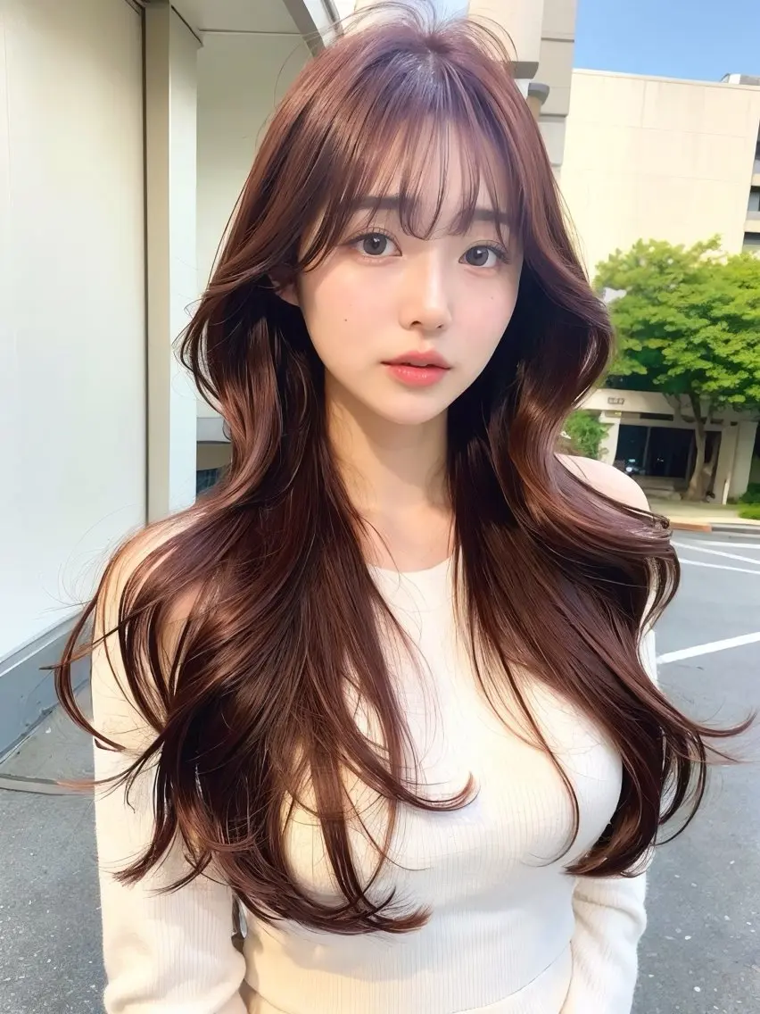 ロング ハイライト 髪質改善 韓国風ヘア レイヤーカット 縮毛矯正 カット ヘアカラー トリートメント 髪質改善/レイヤー/ ショート/koshiのヘアスタイル