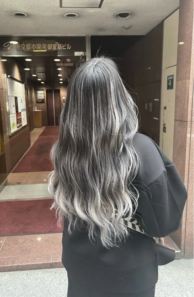 ロング カラー バレイヤージュ シルバー ホワイトシルバー レイヤーカット 指名数No.1 /NAOYAのヘアスタイル