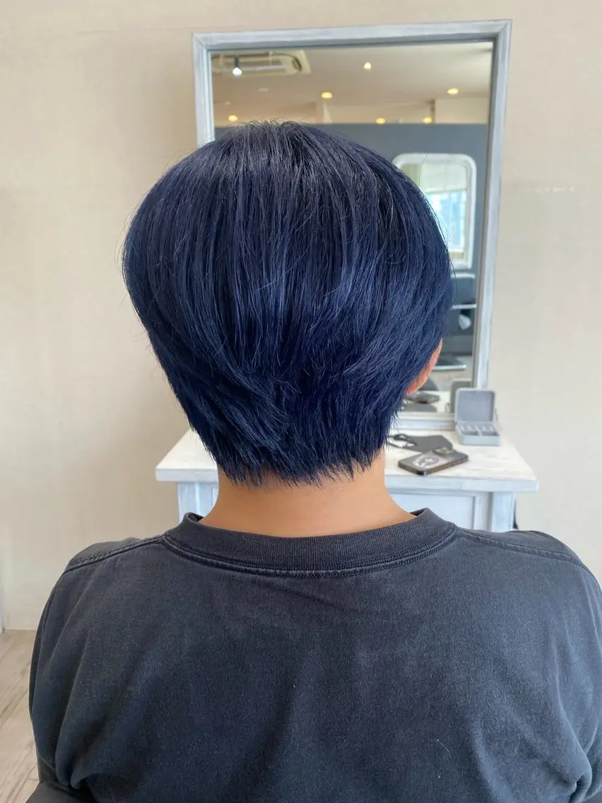 ショート カラー ブルーカラー ネイビーカラー ヘアカラー APPEL hair ／岡山のヘアスタイル