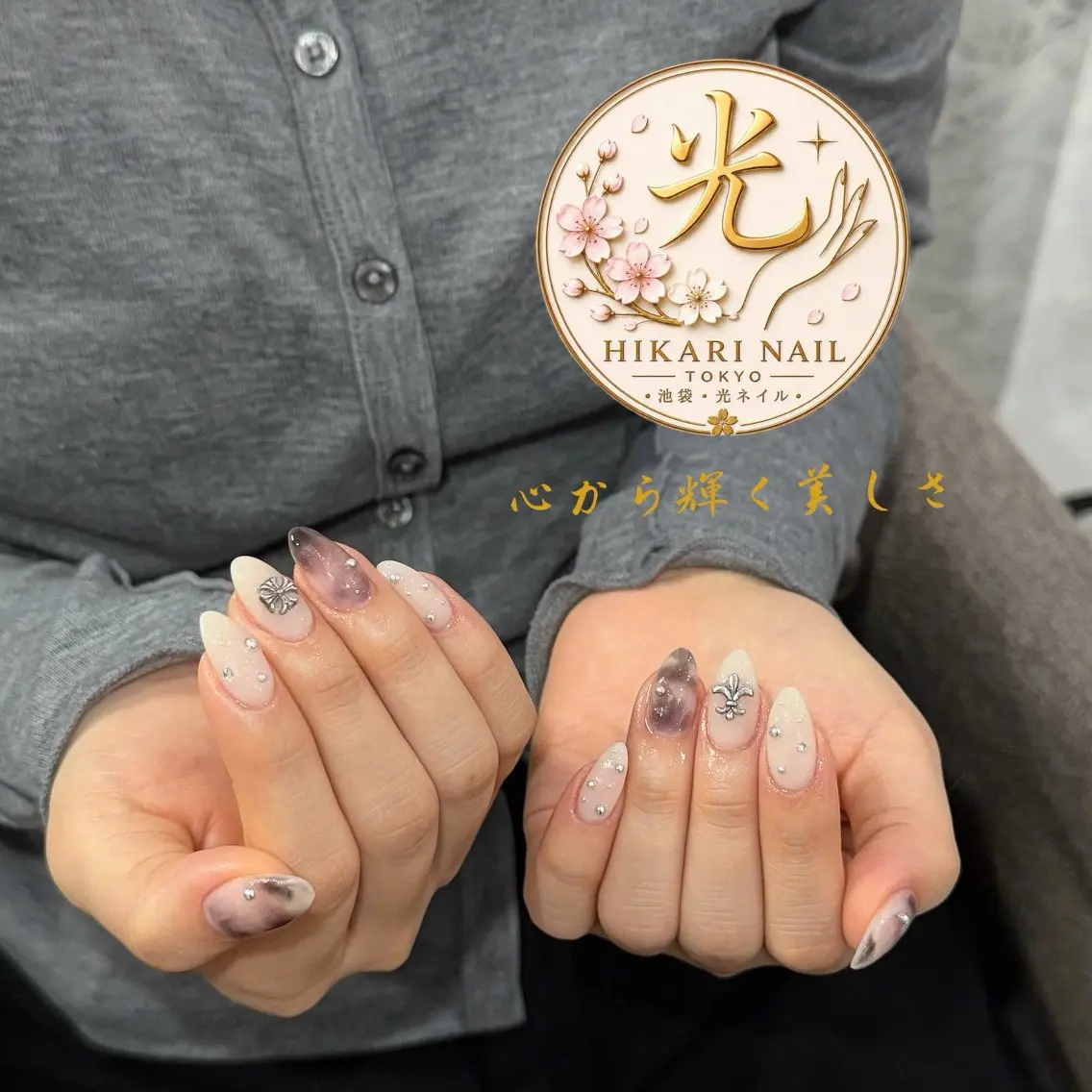ネイル チークネイル 長さ出し フレンチネイル ガーリー ハロウィン ハンドネイル HikariNail Ikebukuroのネイルデザイン