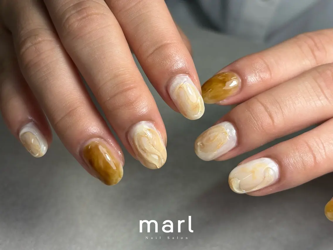 ネイル アートネイル 持ち込み ニュアンスネイル ハンドネイル marl あやかのネイルデザイン