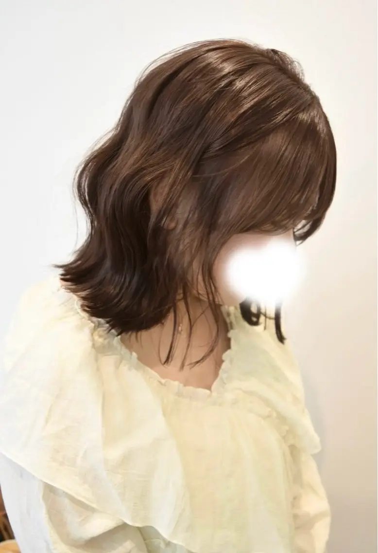 ミディアム カット ヘアカラー トリートメント 似合わせカット/ 顔周りカット/まりなのヘアスタイル
