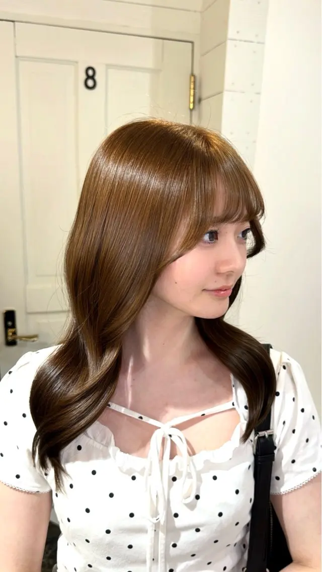 ロング カラー ベージュカラー ブリーチ 透明感カラー ヘーゼル ブリーチなしカラー ヘアカラー 岡山ハイトーン/ 透明感カラー/赤木雅のヘアスタイル