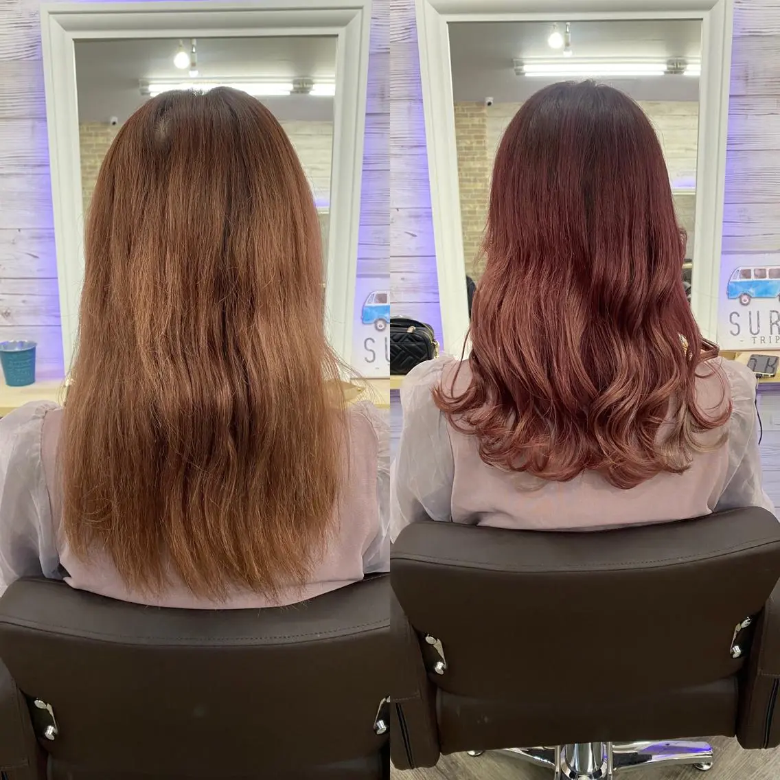 セミロング カラー ヘアアレンジ ショートボブ 編み込みエクステ シールエクステ セミロングパーマ バレイヤージュ LAVENDIA 初音のヘアスタイル