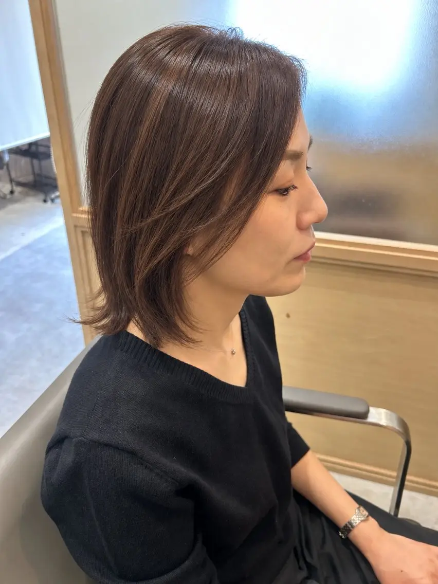 ミディアム ケアカラー 髪質改善 カット トリートメント ヘッドスパ 久木原 ゆりのヘアスタイル