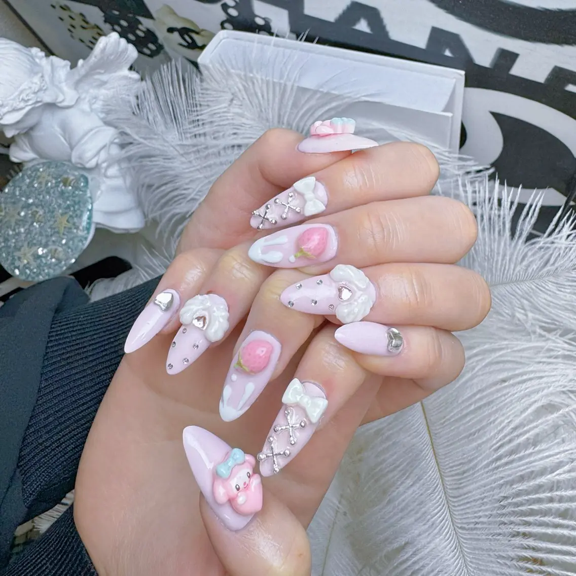 ネイル クリアネイル ハート キラキラネイル 韓国ネイル マグネットネイル ハンドネイル princess スカルプ専門店のネイルデザイン
