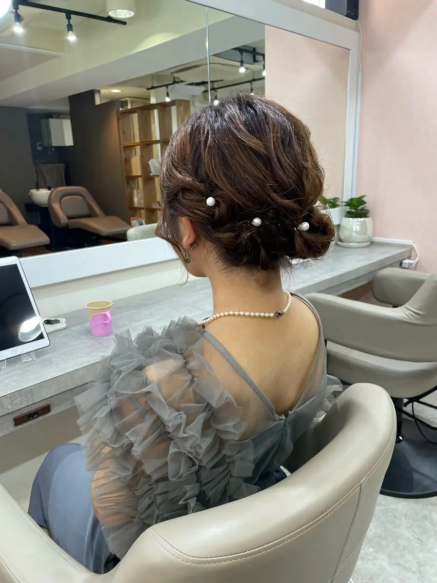 セミロング ヘアアレンジ ヘアセット 韓国風パーマ/ヘア セット/店長みづきのヘアスタイル