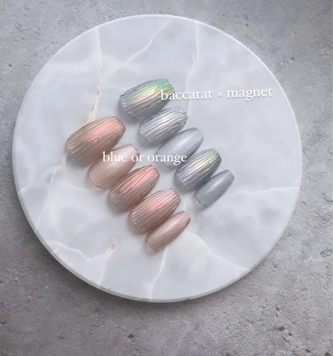 ネイル ブルー マグネットネイル オレンジ ハンドネイル nail salon Talのネイルデザイン
