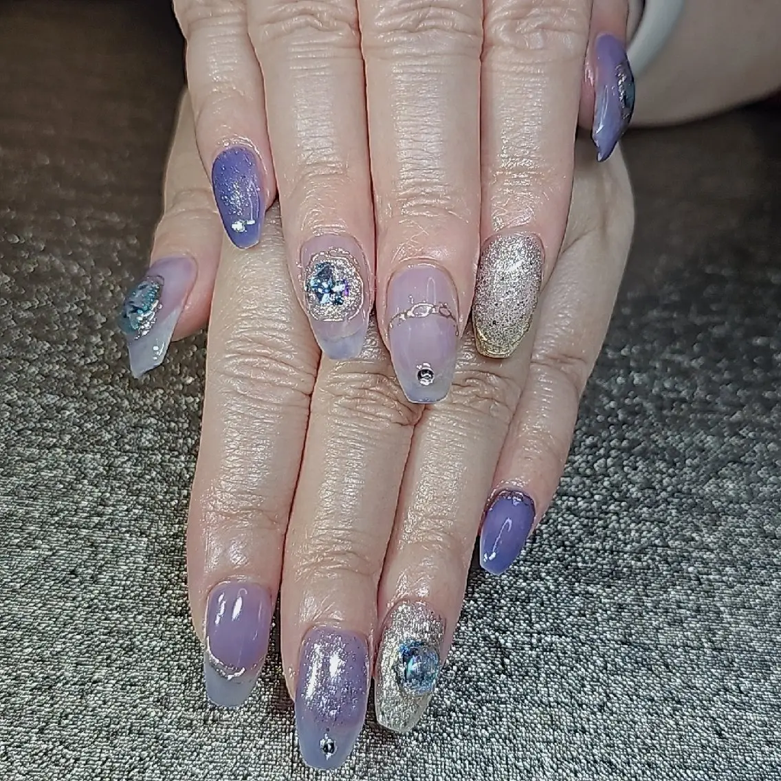 ネイル ラメ(グリッター) パープル salon de  Princessのネイルデザイン