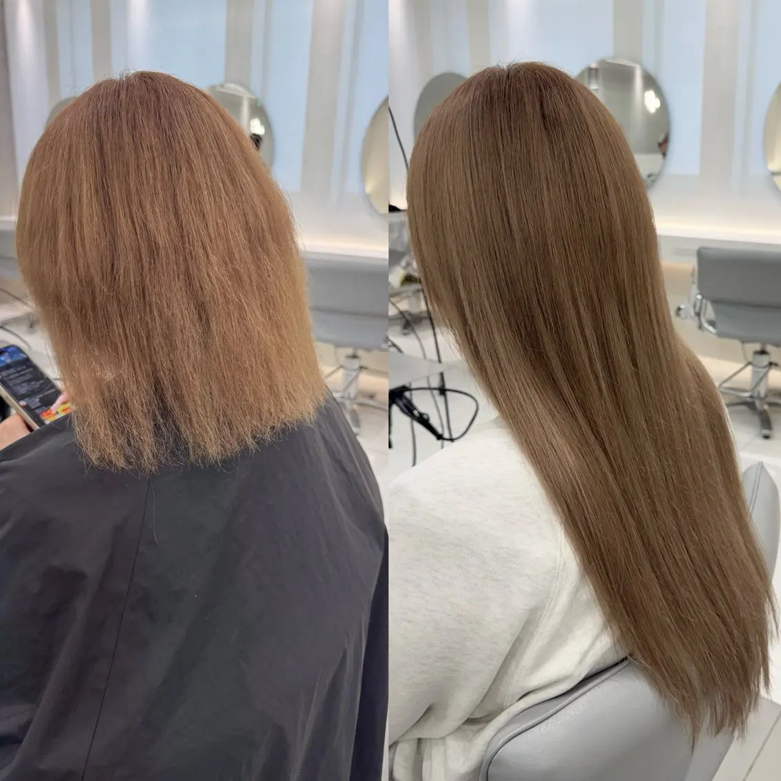 ロング カラー シールエクステ アッシュ バレイヤージュ ベージュカラー 黒髪 カット ヘアカラー エクステ ar+ ❤︎ maiのヘアスタイル
