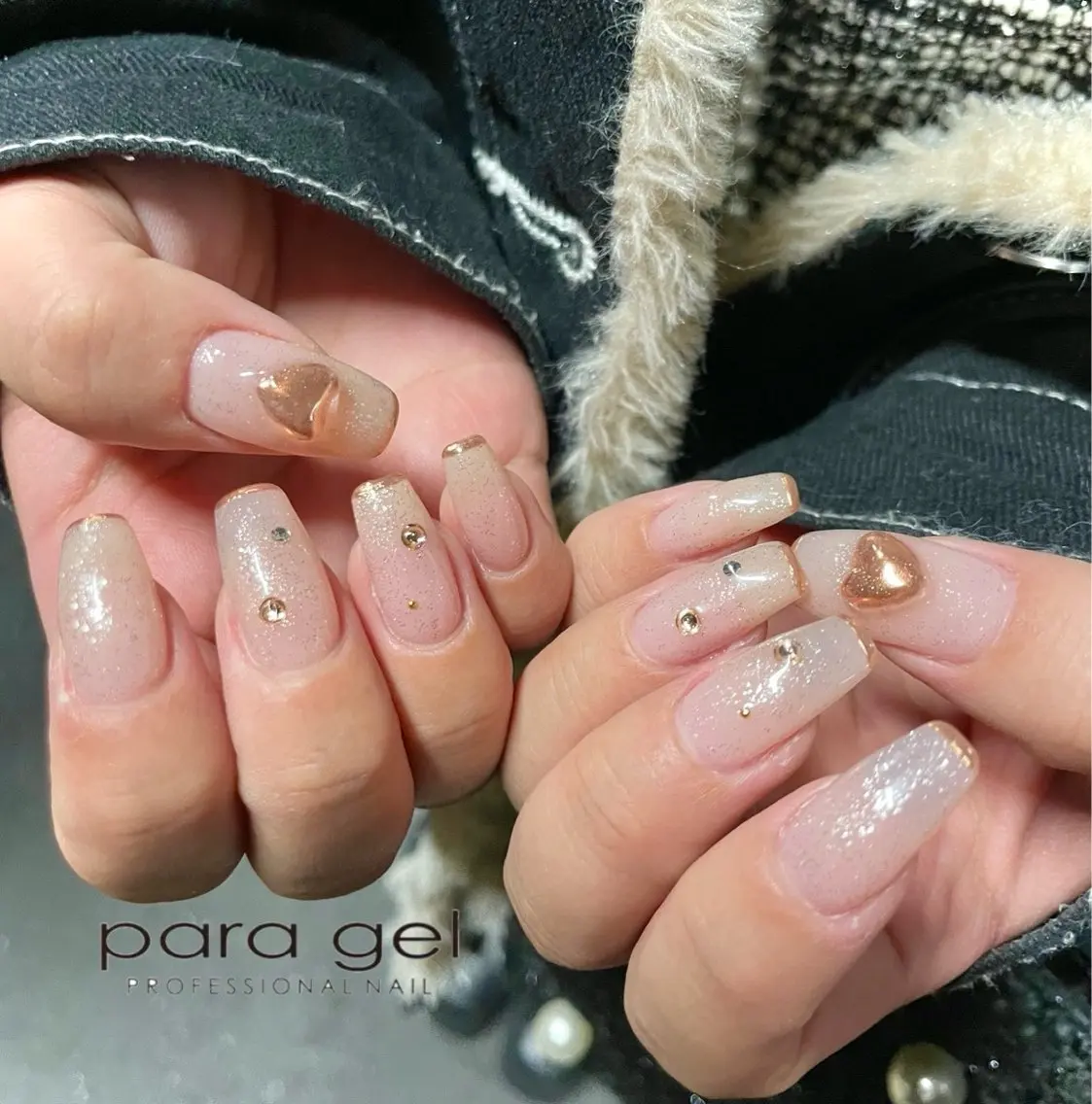 ネイル ハート ミラーネイル ニュアンスネイル バレンタイン ハンドネイル Bianca🎀 ONODERAのネイルデザイン